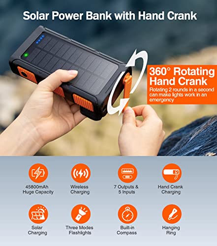Goodaaa PN-W31 Power Bank Wireless Charger 45800Mah Built In Hand Crank And 4 Cables 15W Fast Charging Power Bank 7 Outputs & 4 Inputs Solar Portable Charger thumb #2