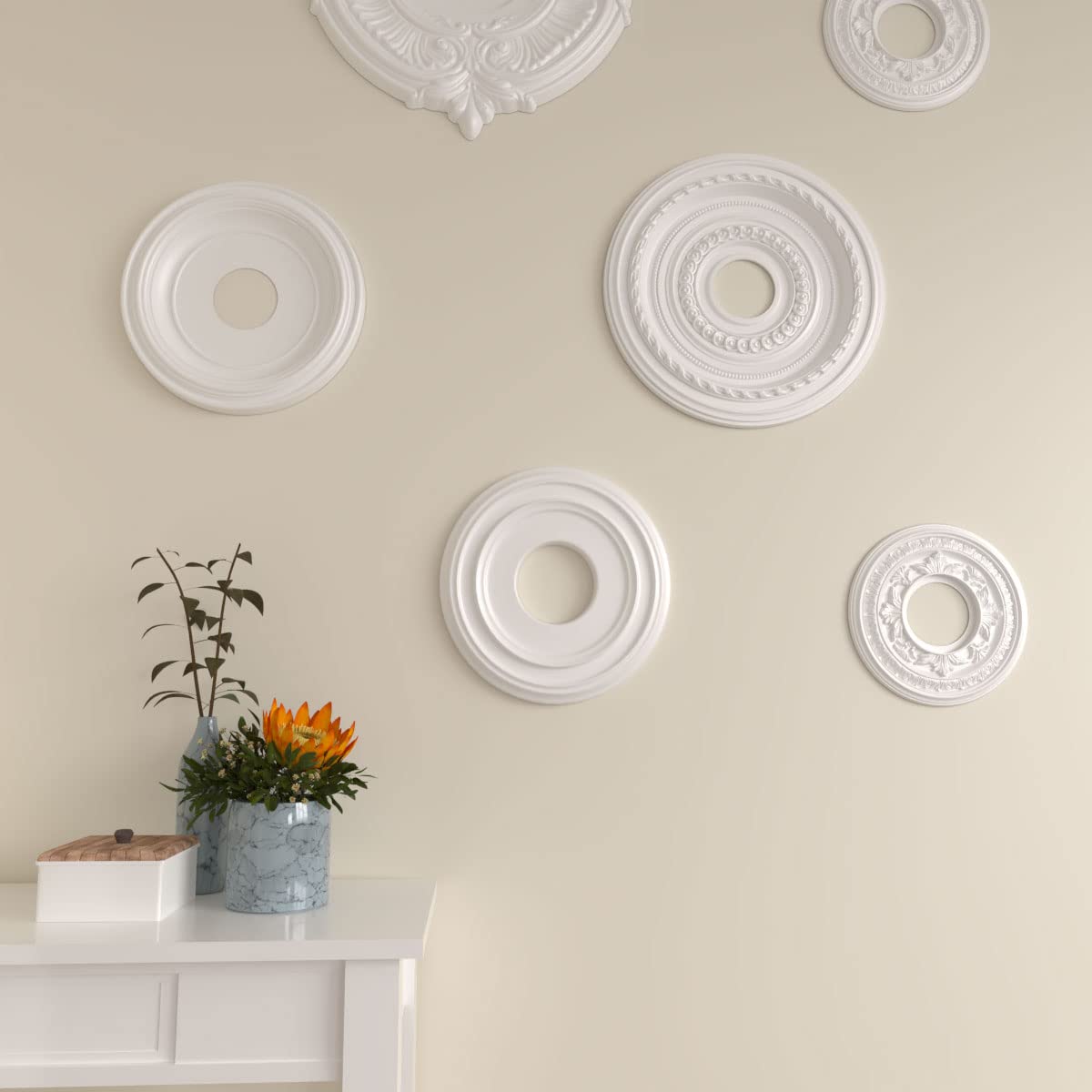 12 3/8"OD x 4"ID x 1 1/8"P Classic Ceiling Medallion (Fits Canopies up to 7 1/4") — Amazon image 6