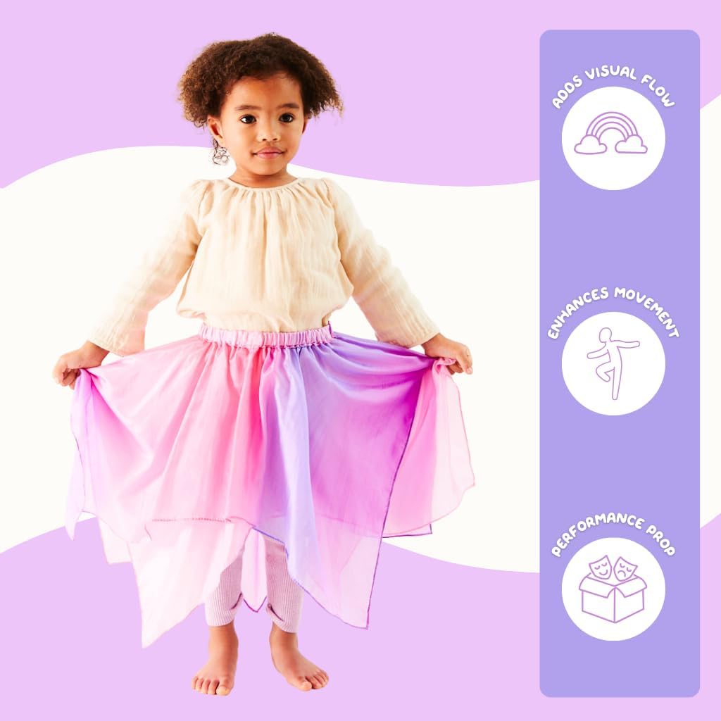 Sarah's Silks - Blossom Fairy Skirt, 100% Silk, 28" Long Costume for Kids and Toddlers | Bright Colored Waldorf Dress Up for Imaginative Play