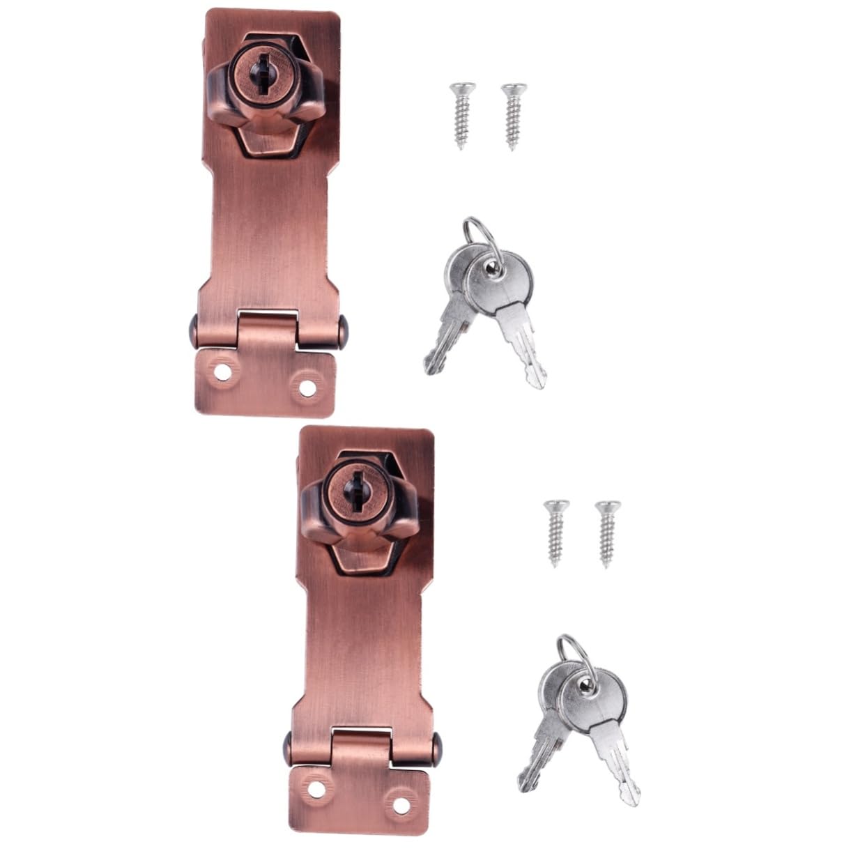 Mikikit 2pcs 3 Door Latch 90 Degree Hasp Zinc Alloy Hasp Safety Locking Hasp Keyed Locking Hasp Keyed Hasp Lock