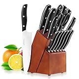 Knife Set, 15 Pieces Kitchen Knife Set with Block Wooden, Germany High Carbon Stainless Steel...