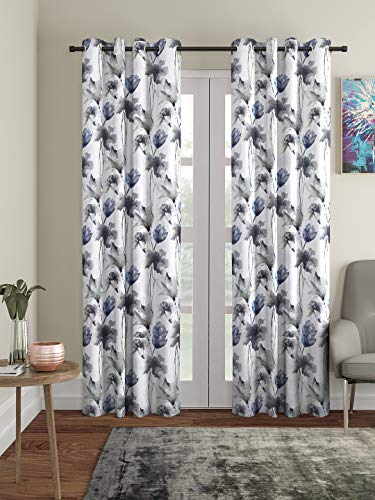 Image of Home Sizzler Abstract Flower 4 Piece Grey Long Door Curtain, 9 feet