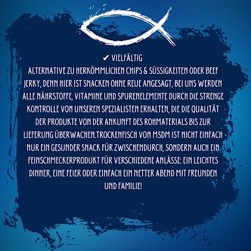 Pazifischer Kabeljau - Geräuchert (6x36g Pack) - Natur Snack getrocknet & gesalzen I High Protein I Jerky I Fitness Snack I Trockenfisch Omega-3 I Trockenfleisch Alternative Camping Snack