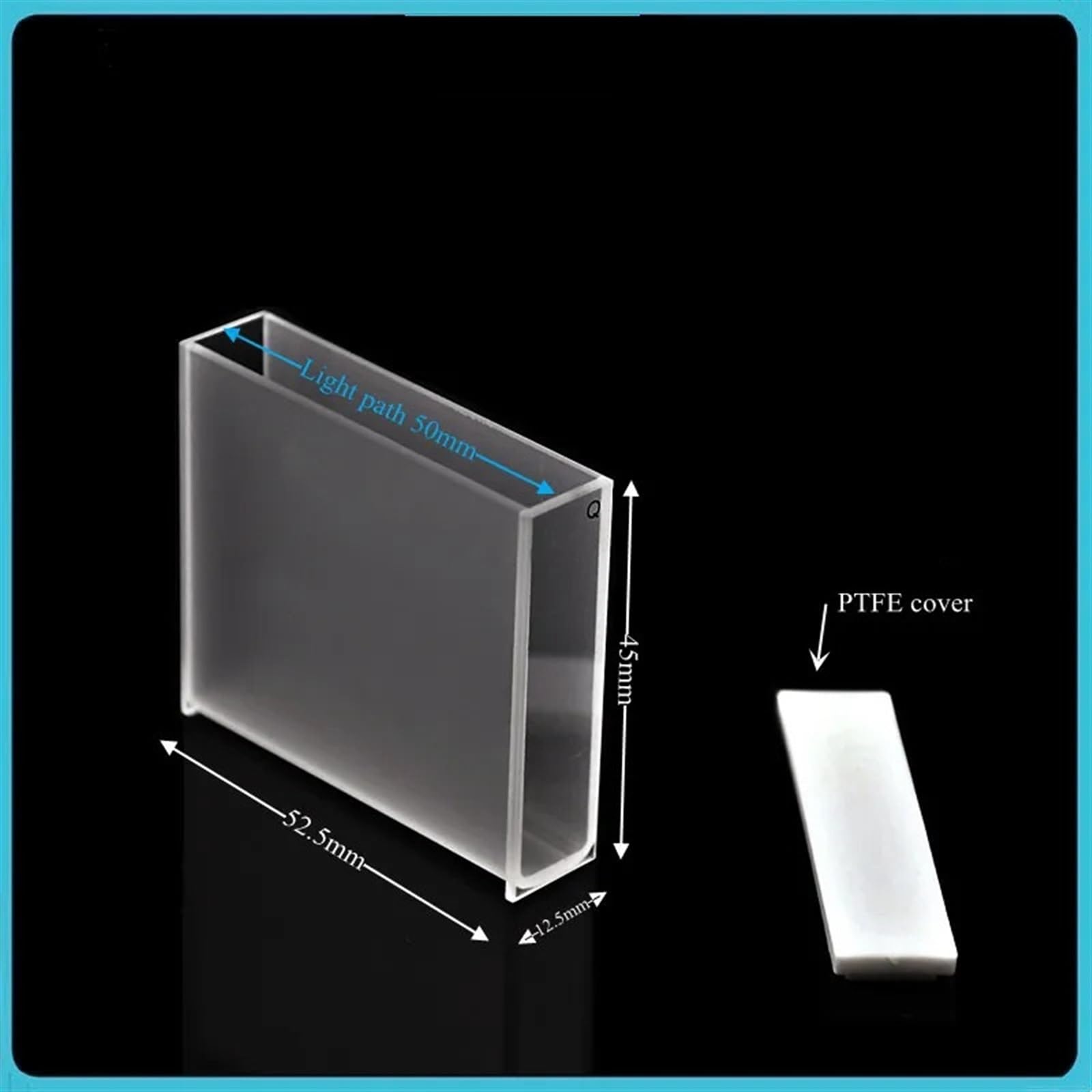 Laboratorio de óptica científica, Celda de Absorción de Cubeta de Cuarzo de 50 mm for Medición de Luz Reflejada Resistente a Altas Temperaturas 600