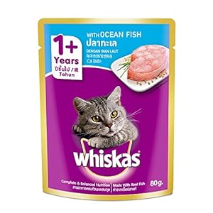 Whiskas Adult (+1 Year) Wet Cat Food, Ocean Fish, 80G Pouch, 1 Count