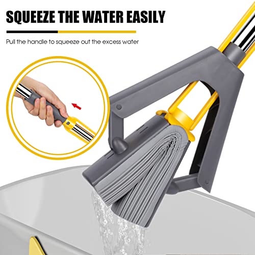 Kphico Pva Sponge Mop For Floor Cleaning,Squeeze Roller Mop With 3 Absorbent Sponge Heads And Extendable Long Handle,Self Wringing Mop For Hardwood Laminate Tile Marble Ceramic,Easily Dry Wringing #TOP4