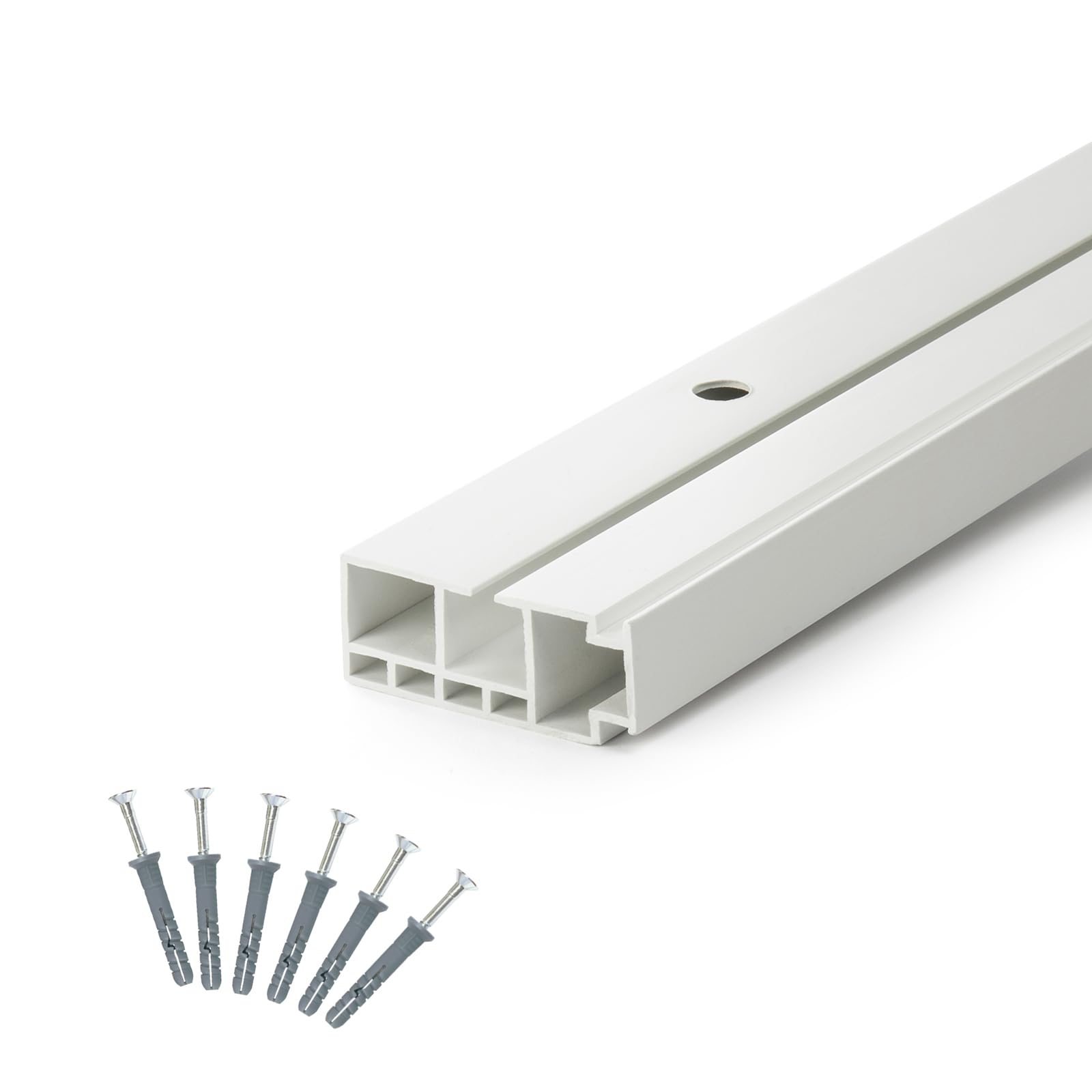 DQ-PP 500cm (2 x 150 cm + 2 x 100 cm + Verbinder) Gardinenschienen PVC 1 - läufig Innenlaufschienen Deckenschiene