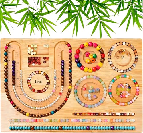 Feegela 40x27 cm Holz-Perlenbrett, Perlen-Designbrett Perlenherstellungszubehör Perlentabletts Matten Für Armband, Halsketten, Schmuckherstellung, DIY-Design, 1 cm Dick