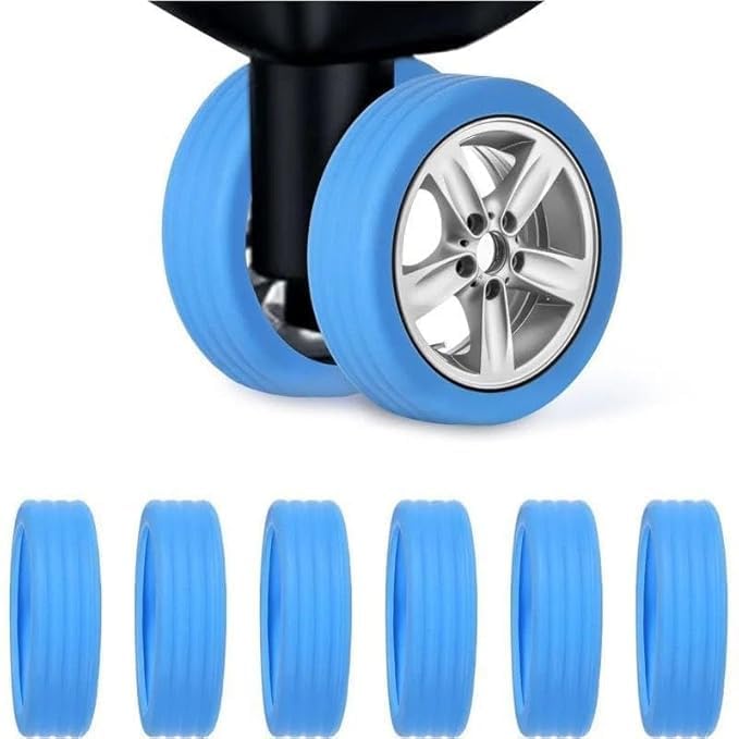 travel luggage wheels covers silicone full protection covers for most 8 spinner wheels suitcases or office chair caster,durable,mute and shock absorption blue pack of 8