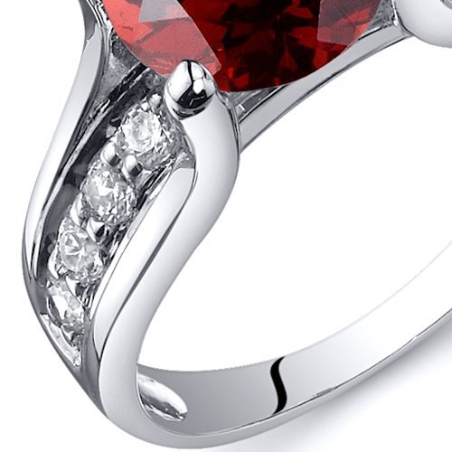 Peora Garnet Cathedral Solitaire Ring For Women 925 Sterling Silver, Natural Gemstone Birthstone, 2.50 Carats Round Shape 8Mm, Size 9 #TOP4