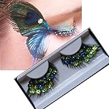 Lookathot 1 Pairs Feather False Eyelashes Eye Lashes- Natural Handmade Reusable Extensional Charming Sexy Funny Ladies Styles- Deluxe Party Stage Dance Costume