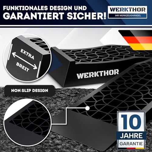 WERKTHOR Auffahrrampe PKW extra flach - [2er Set] Auto Rampe [