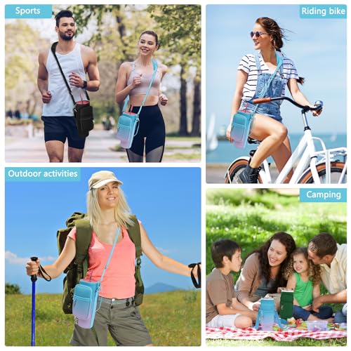 Image of LEFOR.Z Water Bottle Carrier Bag with Phone Pocket Compatible with Stanley /Meoky 40 oz Tumbler with Handle,Water Bottle Holder Pouch with Adjustable Strap Compatible with Stanley Cup Accessories