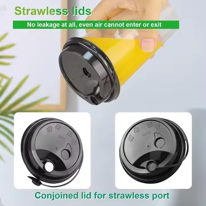 Image of 250ML 300ML 350ML 500ML Sipper Glass with Lid | Round Empty Transparent Plastic Cup, Spill-Proof for Beverages | Use Restaurant Home Birthday Party & Events (Set of 25 Glasses) (300ML)