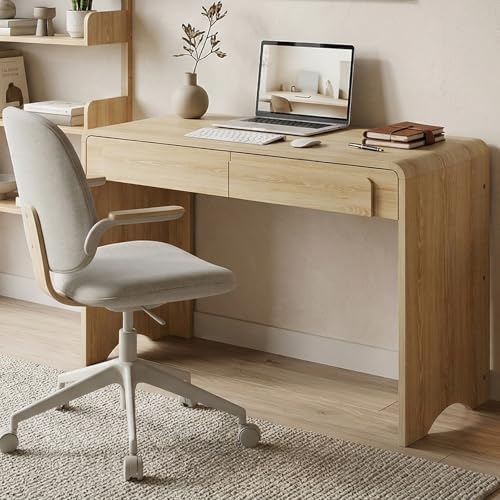 Bestier 47 Computer Desk with 2 Drawers Modern Wood Writing Desks Oak