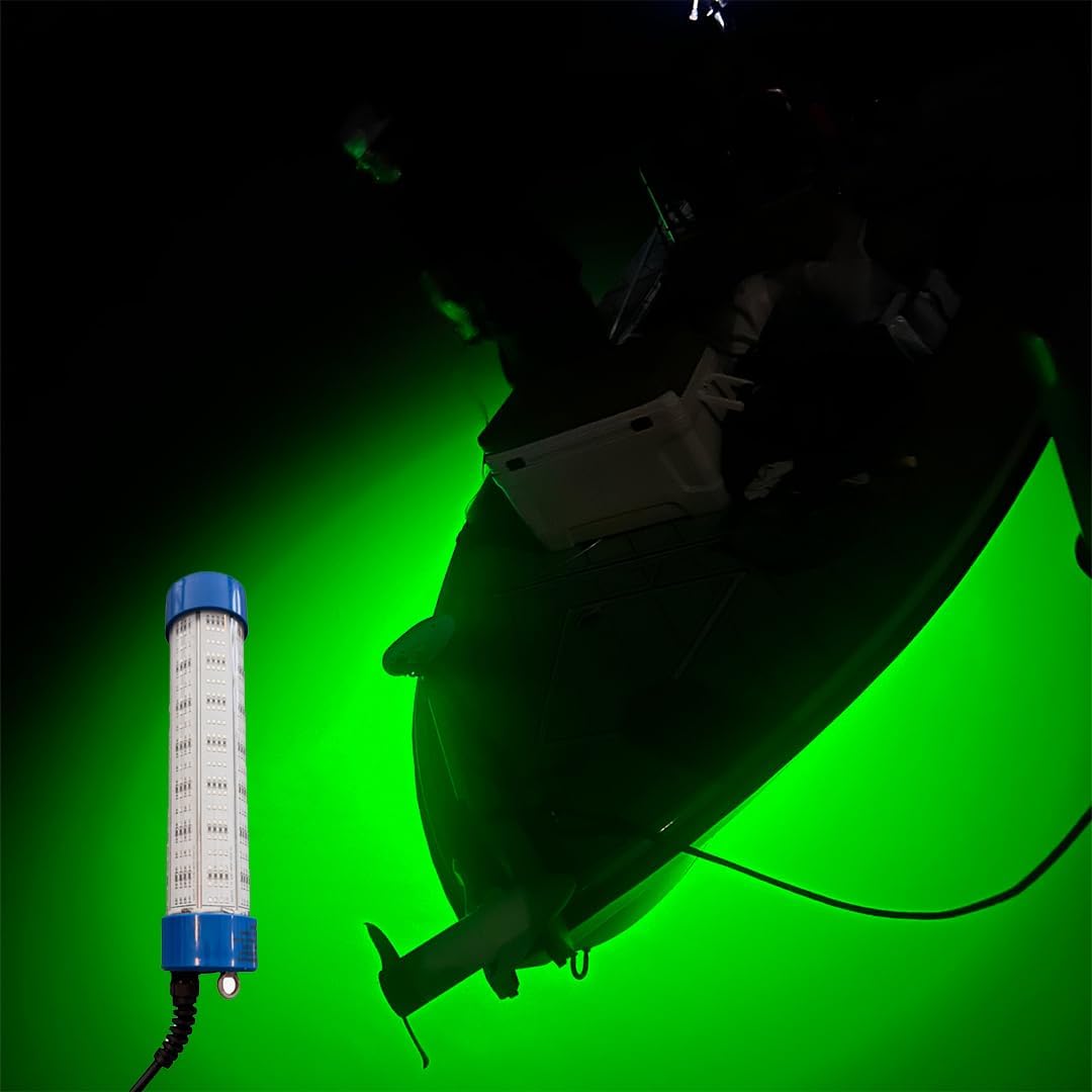 12V Green Underwater Shrimp/Fishing Light – 200W LED – 18,000 Lumens – 60 ft Power Cord