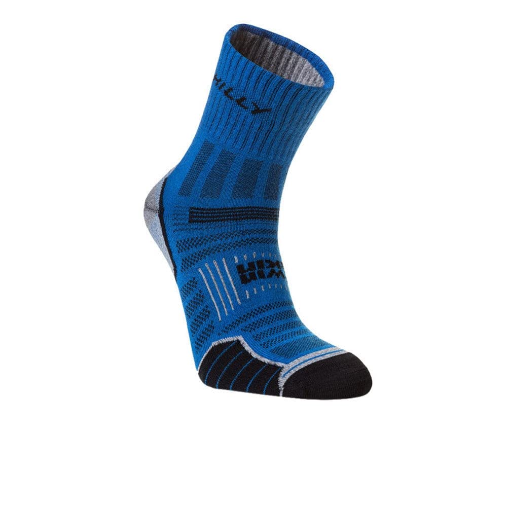 Hilly Unisex Twin Skin - Anklet Min Cushioning, Running Sock, Azurite/GreyMarl, S UK