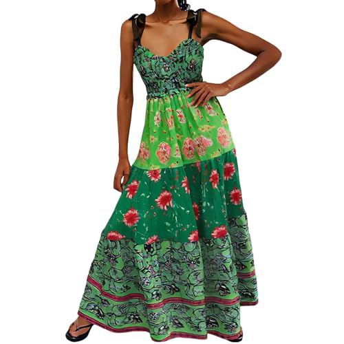 Robe bohème ethnique à motif floral avec coupe d'été fluide et légère