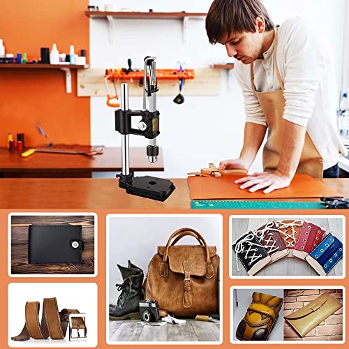 Leather Hole Puncher Hand Press Machine Jvedo Hand Punching Machine With Prong Punch+Hollow Leather Punch For Diy Leather Craft Punching Holes (With Chuck + Pp Plate) (New Leather Hole Puncher) #TOP5