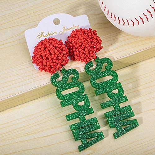 Custom Football Team Earrings for Women Daughter Cheerleading Pom Poms Earrings Personalized Name Number Game Day Sport Drop Dangle Earrings Spirit High School College Holiday Christmas Gifts For Mom3