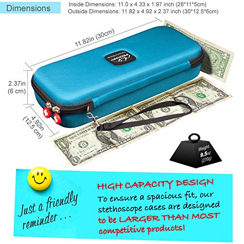 Image of PROHAPI Hard Stethoscope Case, Large Stethoscope Carrying Case with ID Slot, Compatible with 3M Littmann /ADC /Omron /MDF Stethoscope Includes Mesh Pocket for Nurse Accessories (Turquoise)