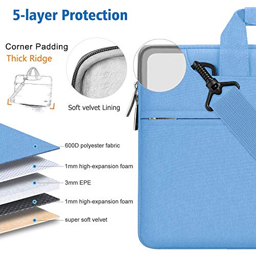 Image of Hseok 17.3 Inch Laptop Shoulder Bag, Water-Resistant & Shockproof Protective Computer Case Compatible with 17.3 inch Dell Asus HP Lenovo Acer MSI Notebooks,Light Blue