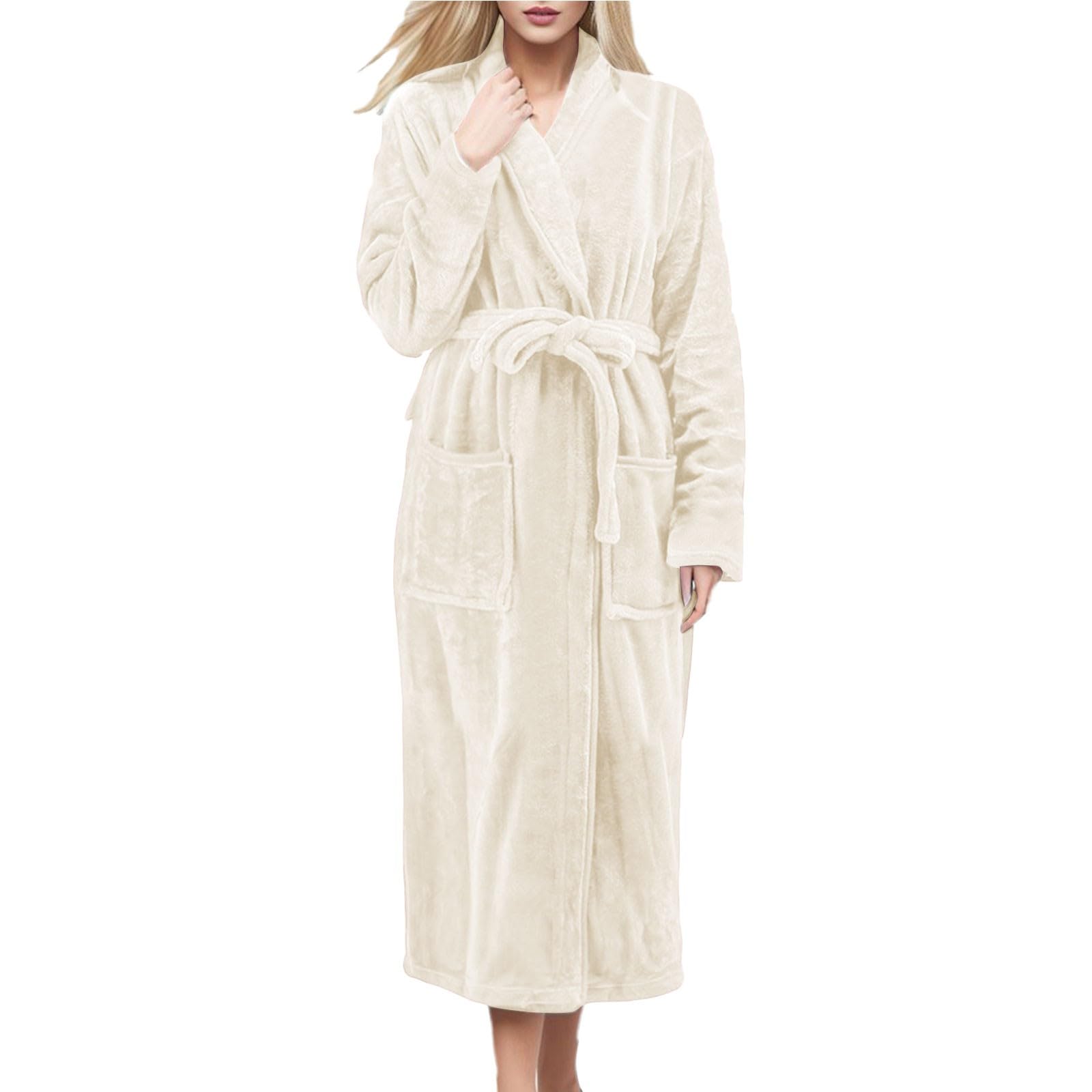 Fuzzy Fluffy Robes For Women Shower With Hood Fleece Plush Soft Winter Cozy Warm Lightweight Bathrobe House Long