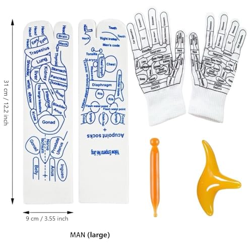 2 Sets Acupressure Socks with Tools and Gloves Set,reflexology Socks with Tools,foot Massage Socks with Trigger Point Massage Tool,acupuncture Socks,pressure Point Socks Suitable for Men and Women