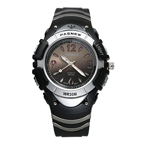 Montre Enfant LANCARDO Montre Bracelet Garçon Fille Quartz Cadran Numérique Affichage Analogique Bracelet en Plastique Chronomètre Bracelet Montre Enfant Argent Cover