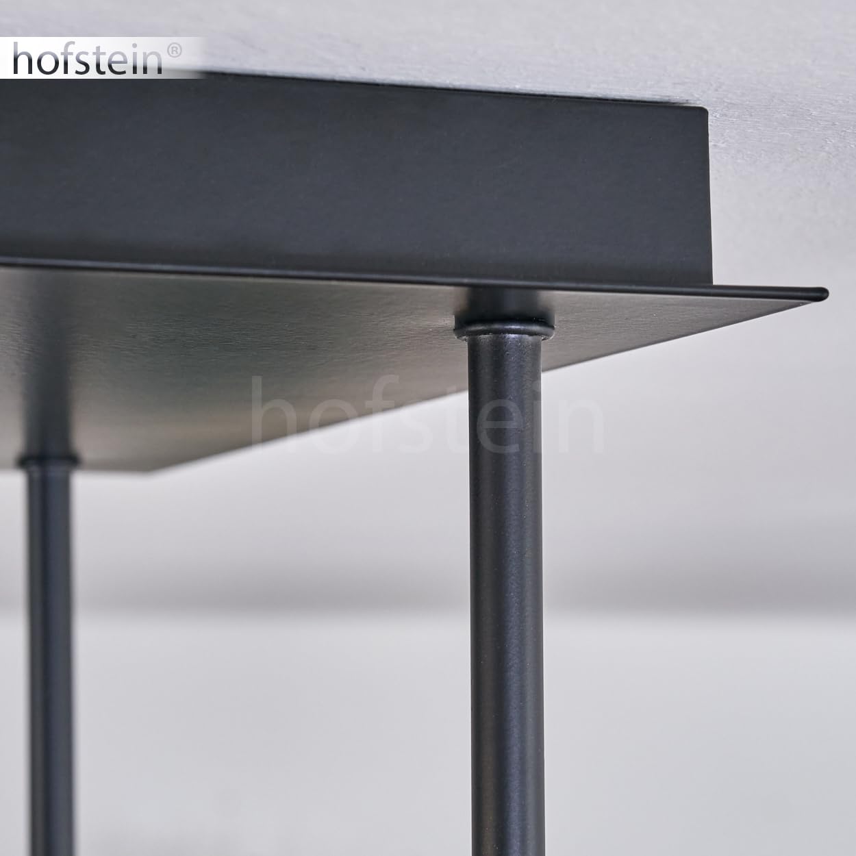 HOFSTEIN Deckenleuchte Chehalis, Deckenlampe aus Metall/Glas in Schwarz/Bernstein, Leuchte im modernen Retro/Vintage-Design mit Schirmen aus Glas (Ø 10, 12, 15 cm), 5 x G9, ohne Leuchtmittel