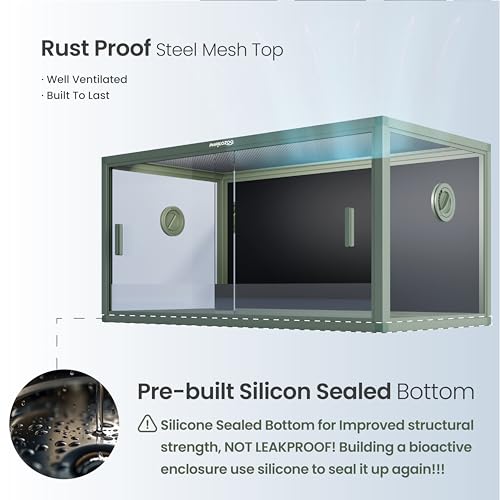 Image of Phailozoo Stackable 50 Gallon Reptile Enclosure for Gecko, Juvenile Reptile | Adding Vibrant Fun for Your Home, Anti-fingerprint Tempered Glass Door with Handles Easy to Feed & Clean