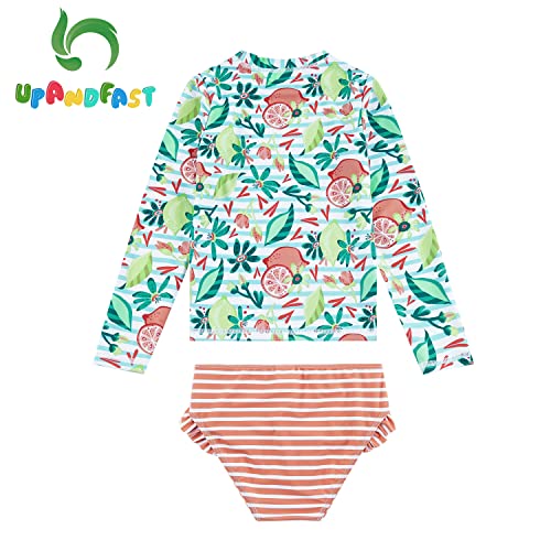 Image of upandfast Girls Rash Guard Set Long Sleeve Two Piece Swimsuit with UPF 50+ Sun Protection for Girls 3-8 Years