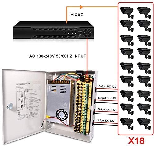 UL-Liste 18 Ports 12V 20A DC Netzteil Für Überwachungskamera PTC