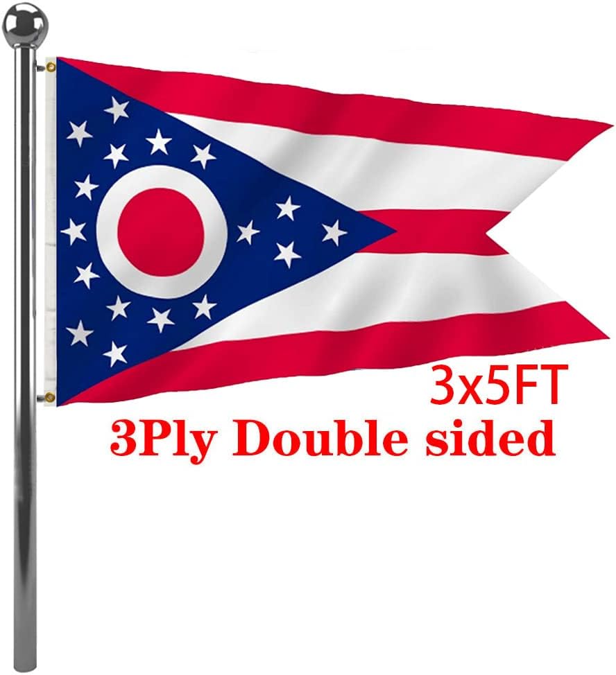 Jayus Double Sided Ohio Sates Flags 3x5 Outdoor- Vivid Colors 3Ply OH Ohio Flags Banners- Heavy Duty 100% Polyester with 2 Brass Grommets