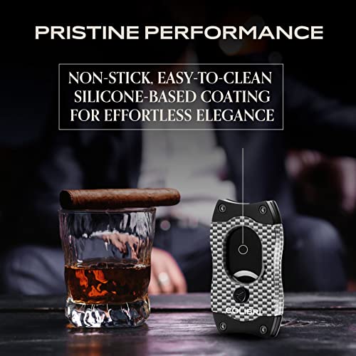 Colibri S-Cut Cigar Cutter, Carbon Fibre Pattern, Classic Straight Cut, Up-to 66 Ring Gauge Cigars, Non-Stick Coating - Image 4
