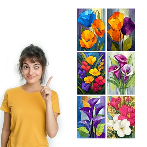 Image of SiddArtify Floral Wall Art Prints Set - Modern Flower Poster Decor for Living Room Bedroom Office - 12x18 inch Sticker Pack of 6