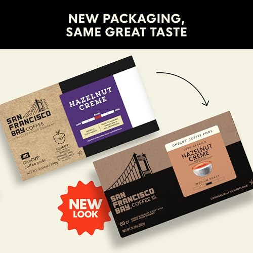 Image of San Francisco Bay K-Cup Coffee Pods, Hazelnut Creme (80 ct), Medium Roast, Commercially Compostable Single-Serve Flavored Coffee Pods