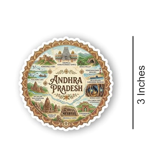 Image of Andhra Pradesh Textured Finish Acrylic Fridge Magnet - UV Texture Printed, Stylish Multicolor Magnet for Fridge, Wardrobe & Metal Surfaces, Pack of 1 (Andhra Pradesh)