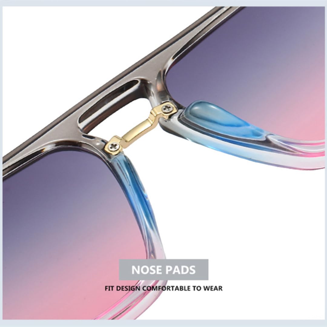 Gafas de sol vintage con doble puente y lentes degradadas UV400, ideales para exteriores y a la moda.