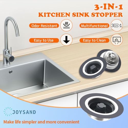 Colador y tapón de fregadero de cocina 3 en 1 acero inoxidable miniatura 7