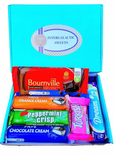 Retro Chocolate Mini Hamper | 70's & 80's Classics | Rum & Raisin, Turkish Delight, Peppermint Cracknel, Chocolate Cream | Gift For Parents or Grandparents | By Intergalactic Sweets b