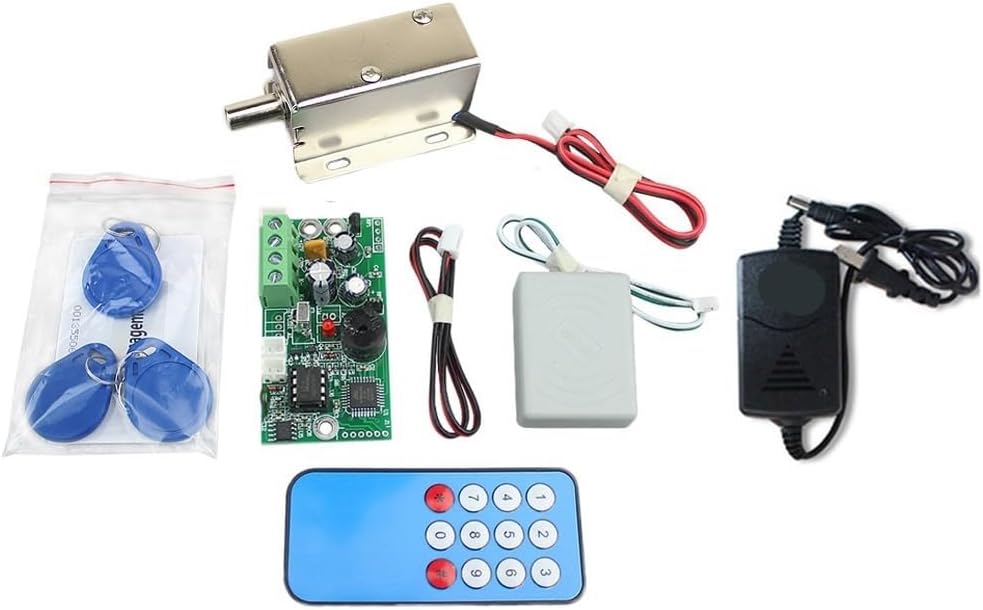 12V Embedded ID Card Swipe Control Set Cabinet Door electromagnetic Lock Induction Unlocking Complete Set(B Suit)