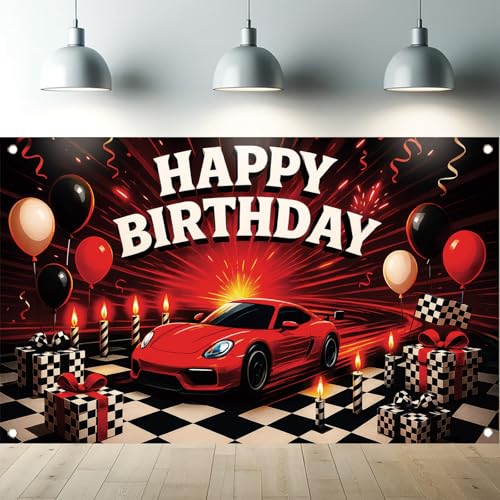 Fondo para fiesta temática de autos 71 x 43 pulgadas miniatura 1