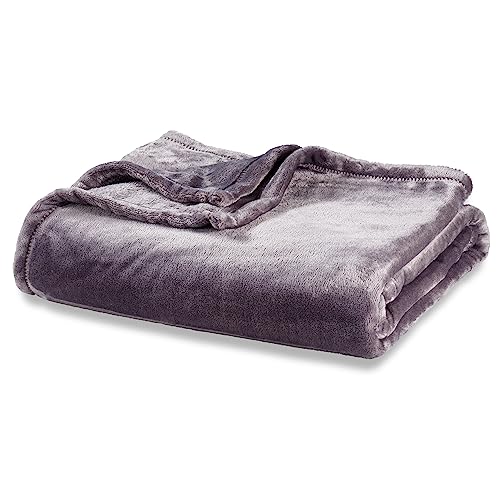 Berkshire Blanket Classic VelvetLoft® Solid Bed Blanket, King Size Bed Blanket, Lightweight Soft Fuzzy Plush Blanket for Bed and Couch, Grey Heron, 90x108 Inches