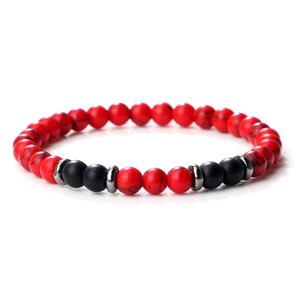 6 mm Perlenarmbänder für Herren, natürlicher Tigerauge-Stein, schwarzer Onyx-Strang, Stretch-Armreif, Damen-Energie-Yoga-Armband