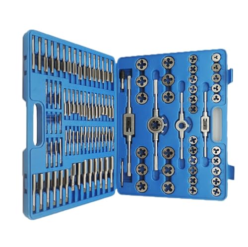 Ensemble de tarauds et filières métal 110 pièces avec coffret de rangement bleu