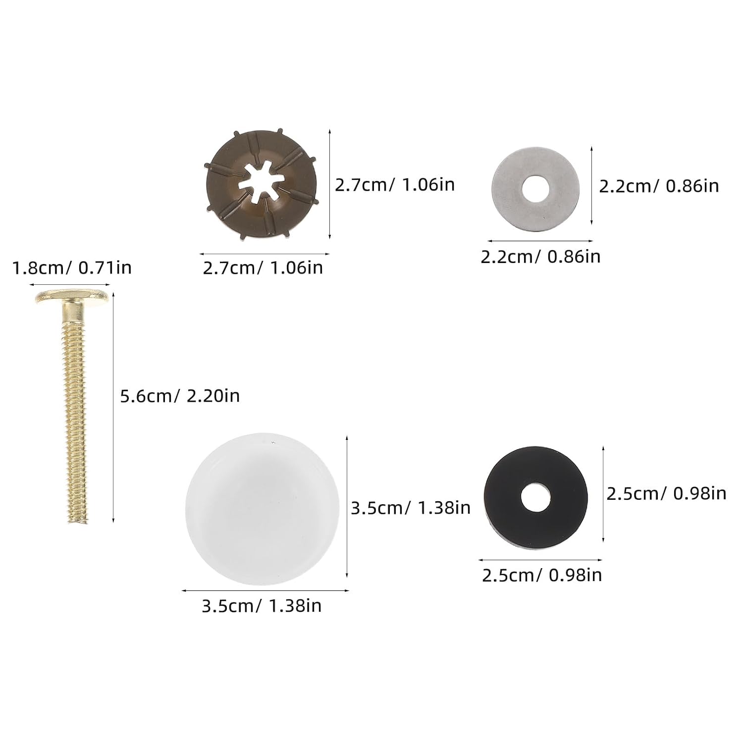 jojofuny 1 Set Toilet Floor Bolts - Universal Toilet Seat Fittings with Bolts Caps - Stainless Steel Installation Mounting Fasteners for Bathrooms and Floor Anchors
