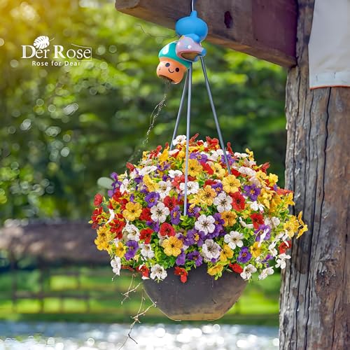 Der Rose 12 Bundles Fake Flowers, Artificial Flowers for Outdoors UV Resistant Colorful Silk Floral Stems for Garden Porch Patio Balcony Decor image 8