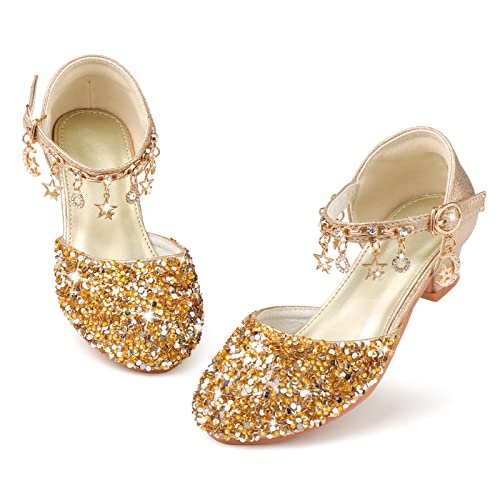 Image of Princess Dress Shoes for Girls - Toddler Sandals with Flower Design for Wedding Party & High Heels