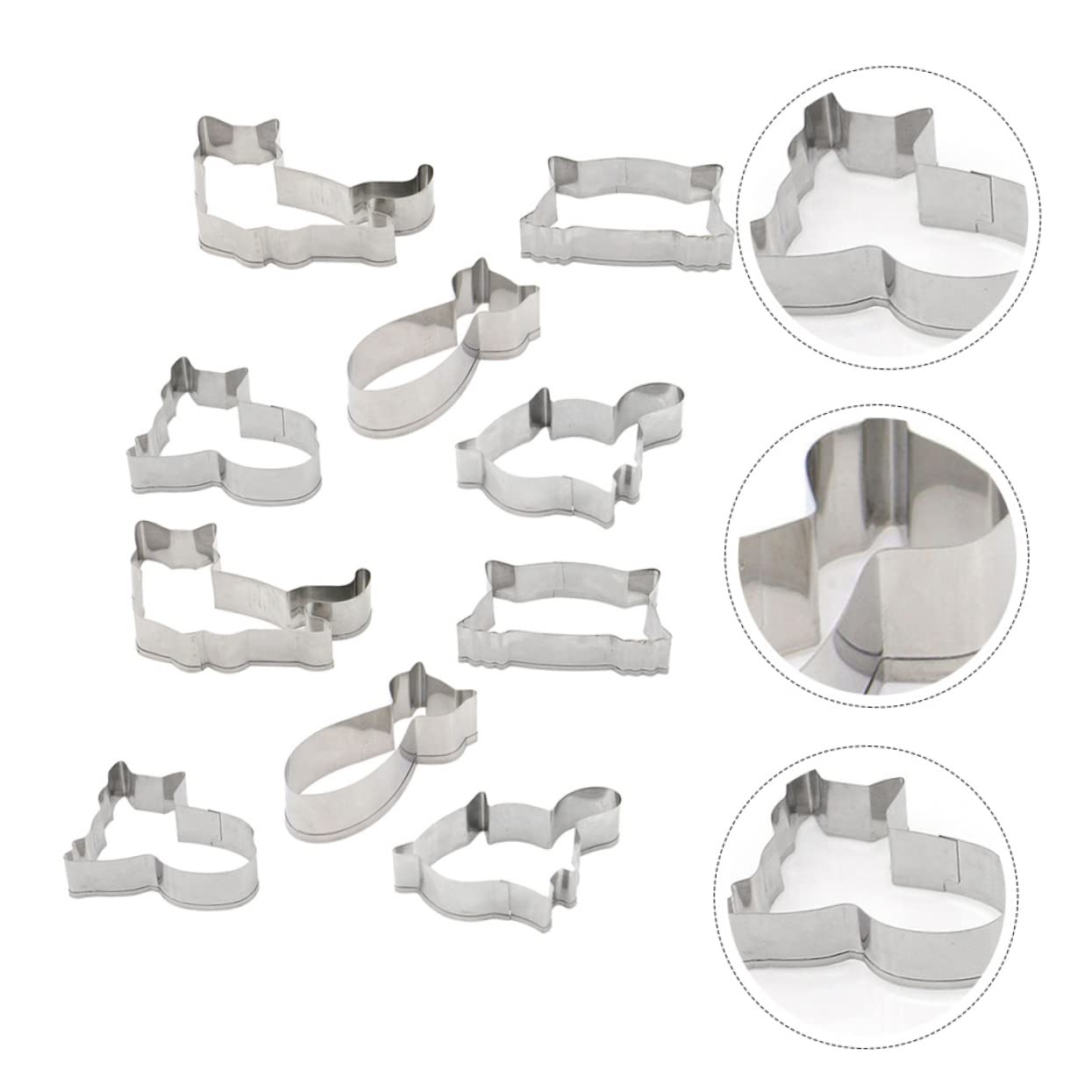 BESTonZON 3sets Stampini Per Biscotti Acciaio Inossidabile Forma Di Gatto Utensili Per Decorazioni Di Biscotti e Frutta Facili Da Pulire e Riutilizzabili Per Cottura e Festa Dei